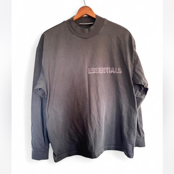 Essentials Charcoal Men's mock neck long sleeve - Picture 1 of 8